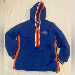 VTG 90s STARTER NCAA Florida Gators Blue/Orange Pullover Puffer Jacket Sz.L